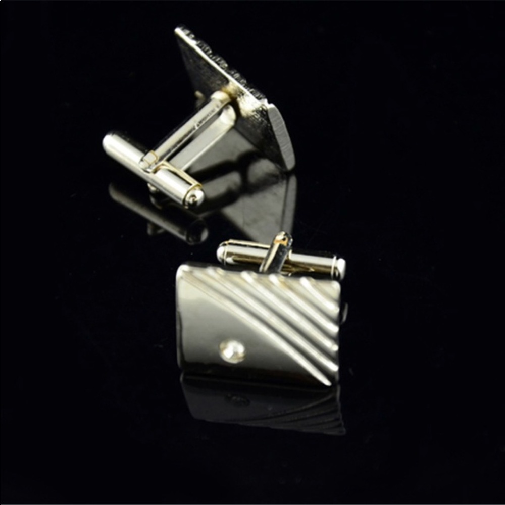 Tie Clip and Cufflinks Set with Crystal Accents - Picture 4 of 5